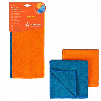 Набор салфеток из микрофибры, синяя и оранжевая (2 шт., 30*30 см) airline AB-V-01 