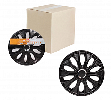 Колпаки колесные 16" "Волтек", черный глянец, хром кольцо, компл. 2 шт.