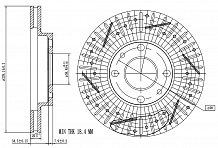 Диски тормозные для автомобилей Лада 2110 R13 передние d=239 PRO (перфорированные / слотированные / окрашенные)