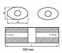 Глушитель универсальный (овальный) D=105x170, L=300, d=63 (1 вход 1 выход с камерой) (нержавеющая сталь) (резонатор)