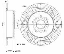 Диски тормозной для автомобилей Toyota RAV4 (00-) / Chery Tiggo T11 (06-) / FL (13-) 1.6i / 3 (16-) 1.6i задний d=303 PRO (перфорированный / слотированный / окрашенный)