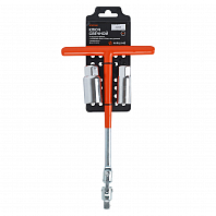 Ключ свечной Т-образный 250мм с головками 16мм и 21мм мет. рукоятка с резиновым фиксатором INDUSTRY