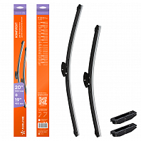 Щетки стеклоочистителя 500/480мм (20"/19") бескаркасные для а/м Opel Astra (97-05), Great Hover H5 (10-20), комплект, 2 типа адаптеров