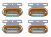 Огонь габаритный светодиодный, 12/24В, оранжевый, кронштейн, подсветка колеса, комплект 4 шт.