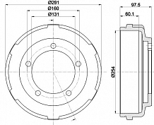 Барабаны тормозные для автомобилей Ford Transit VI (00-) d=254 окрашенный