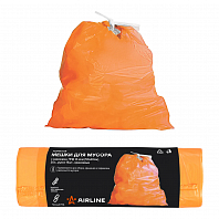 Мешки для мусора с завязками, ПНД 16 мкм (50*60 см), 30 л, рулон 15 шт., оранж.