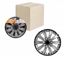 Колпаки колесные 16" "Торнадо +", серебристо-черный, карбон, компл. 2 шт.