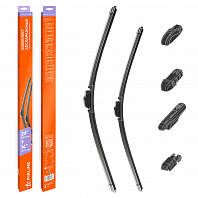 Щетки стеклоочистителя 650/350мм (26"/14") бескаркасные для а/м Toyota Corolla (07-13), Лада/ВАЗ XRAY (15-), Renault Kaptur (16-), Suzuki SX4 (06-13), KIA Ceed (12-)/Cerato (13-18), Toyota Corolla (13-18), комплект, 4 типа адаптеров