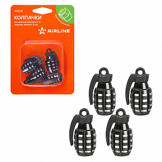 Колпачки на шинный вентиль K-5, черные, металл, 4 шт. airline AVC23 
