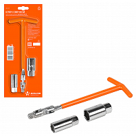 Ключ свечной Т-образный 250мм с головками 16мм и 21мм с резиновым фиксатором