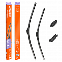 Щетки стеклоочистителя 600/380мм (24"/15") бескаркасные для а/м Nissan Qashqai I (06-14), Honda Civic 7 5D (01-05), DongFeng AX7 (17-), комплект, 2 типа адаптеров