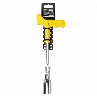Ключ свечной с пластиковой рукояткой и карданом 21x250мм с резиновым фиксатором PRO