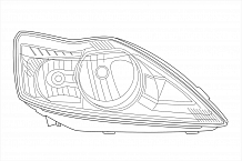 Фара для автомобилей Ford Focus II (05-) (головного света) рестайлинг, галоген, электрический корректор., цвет рамы: черный, правая