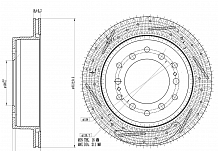 Диски тормозной для автомобилей Toyota Land Cruiser Prado (09-) задний d=312 PRO (перфорированный / слотированный / окрашенный)