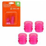 Колпачки на шинный вентиль S-1, светящиеся, розовые, ABS-пластик, 4 шт.