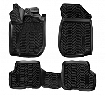 Ковры для Renault Sandero II/Stepway (14-), 4 шт., (крепеж), выс. борт, 3D с подпятником, ТЭП, черн.