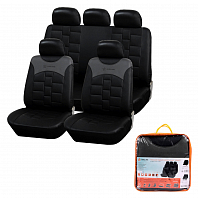 Чехлы для сидений универсальные "MONARCH", 11 пред., искусст.кожа, цвет черн./сер.