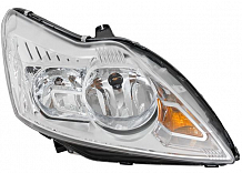 Фара для автомобилей Ford Focus II (05-) (головного света) рестайлинг, галоген, электрический корректор., цвет рамы: хром, правая
