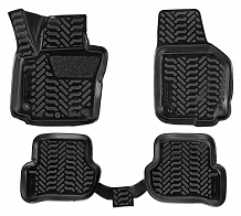 Ковры для Skoda Yeti (09-), 4 шт., (крепеж), выс. борт, 3D с подпятником, ТЭП, черн.