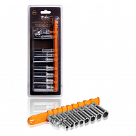 Набор головок торцевых 1/4" DR шестигранных глубоких 9пр. (6,7,8,9,10,11,12,13мм, карданный шарнир)