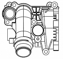 Корпус термостата для автомобилей VW Passat B6 (05-)/Skoda Octavia A5 (04-) 1.8T/2.0T (алюминиевый, с датчиком)