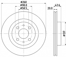 Комплект тормозных дисков для автомобилей Лада 2112 R14 передняя ось d=260