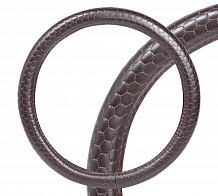 Оплетка на руль, искусственная  кожа с тиснением, коричневая, 40 см / L