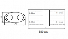 Глушитель универсальный (овальный) D=105x170, L=380, d=52 (2 вх. 2 вых. с камерой) (нержавеющая сталь) (резонатор)