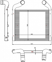 ОНВ (радиатор интеркулера) для а/м Sitrak C7H/C5H/Howo T5G/A7/T7H с дв. MC11 (сердц. 801*708*50)