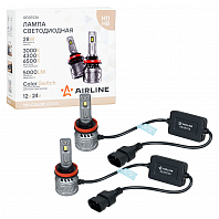 Лампа светодиодная H11/H8 TRI-COLOR, 28Вт, 5000Лм (2500Лм x 2), 3000/4300/6500K (Белый/Желтый), 12/24В, комплект 2 шт.