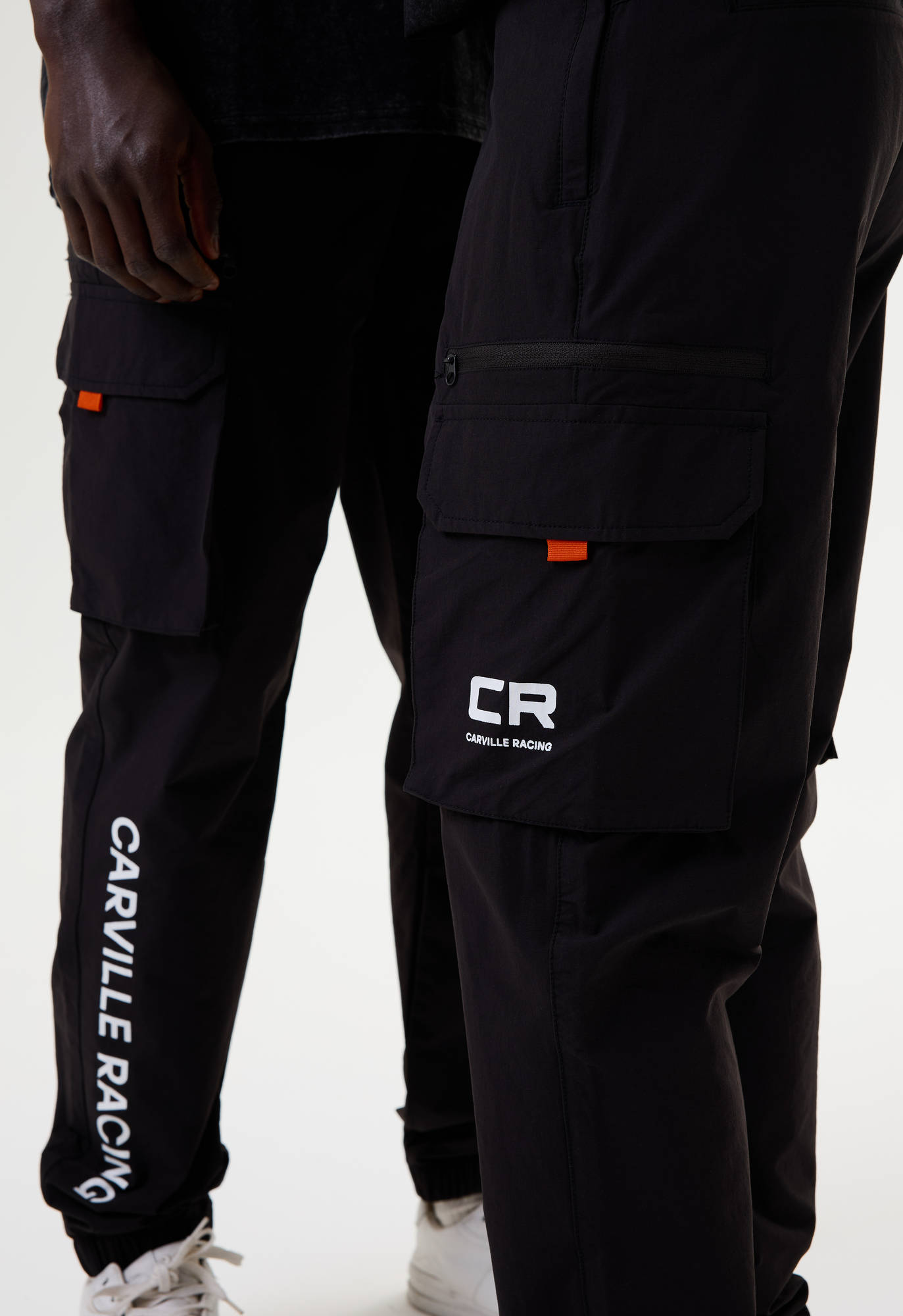 Брюки карго чёрные с принтом лого CR Carville Racing 9CR15 