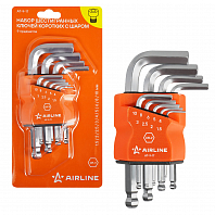 Набор ключей шестигранных коротких с шаром 9 пр. (1.5-10мм) пласт.подвес