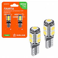 Лампа светодиодная T10 (W5W) PLUS, 6000K (Белый), 12В, 1.9Вт, 9LED, Полярная, Обманка CAN bus, комплект 2 шт.