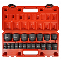 Набор головок ударных 1/2" 38мм 19 предм. (10-38мм) пласт. кейс.