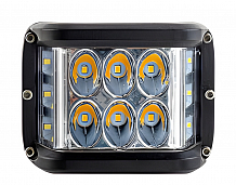 Фара светодиодная прямоугольная, 12LED, направленный свет (Белый+Желтый), 12Вт, 97x97x76мм, 12/24В, PLUS