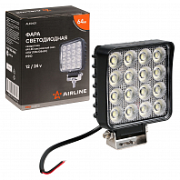 Фара светодиодная квадратная, 64LED, ближний свет, 64Вт, 108х108х50мм, 12/24В, PRO