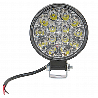 Фара светодиодная круглая, 14LED, направленный свет, 14Вт, 83х83х22мм, 12/24В, PLUS