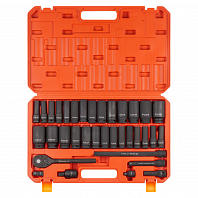 Набор головок ударных 1/2"DR L=78мм, 35пр. (10-32мм, метр. и дюйм. размеры) пласт.кейс.