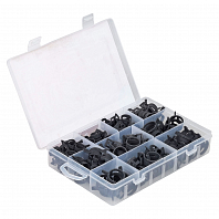 Хомуты пружин.набор 98шт.(13,14,15,16,18,20,21,22,23,24мм) самозажим.,хром-цинк,черн.,кейс