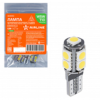 Лампа светодиодная T10 (W5W) PLUS, 6000K (Белый), 12В, 1.9Вт, 9LED, Полярная, Обманка CAN bus