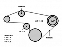 Насос водяной для автомобилей КАМАЗ 740 Евро-4/5 (с ремнем 8PK1675+LWP 07465+CM 0777+CM 0778)