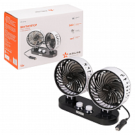 Вентилятор в салон двойной 2x15см 12В, раздельная регулировка, скотч