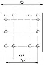 Накладка тормозной колодки для прицепов BPW/SAF (WVA 19036/19037) ремкомплект 4+4 шт. R2 с заклёпками
