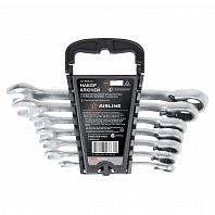 Набор ключей комбинированных трещоточных PRO 7пр. с переключателем (8-19мм) холдер