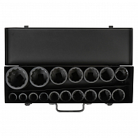 Набор головок ударных 3/4"DR L=56мм, 12гр. 17пр. (19-55мм) металл.кейс