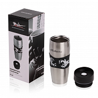 Термокружка с клапаном, 380 мл., металлик