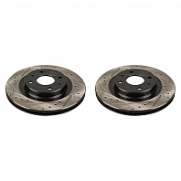 Комплект тормозных дисков для автомобилей Лада 2112 R14 передняя ось d=260 (перфорированный / слотированный / окрашенный)