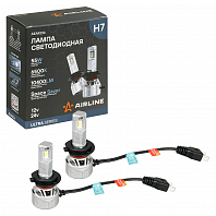 Лампа светодиодная H7 ULTRA, 55Вт, 10400Лм (5200Лм x 2), 6500К (Белый), 12/24В, комплект 2 шт. МП-серия