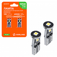 Лампа светодиодная T10 (W5W) PLUS, 6000K (Белый), 12В, 1.4Вт, 3LED, Биполярная, Обманка CAN bus, комплект 2 шт.