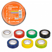 Изолента ПВХ, набор 7 шт.(син.,чёр.,кр.,зел., бел., желт., желто-зел.) 19 мм*10 м